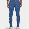 Men’s spray-on ripped jean – mid blue Men’s spray-on ripped jean – mid blue
