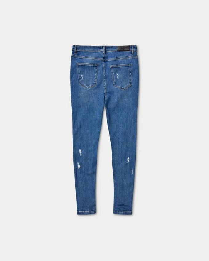 Men’s spray-on ripped jean – mid blue Men’s spray-on ripped jean – mid blue