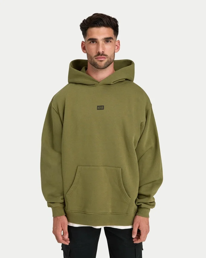 Mens collective oversized hoodie – olive green Mens collective oversized hoodie – olive green