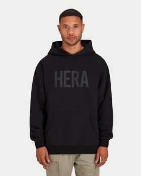 Mens label hoodie – black