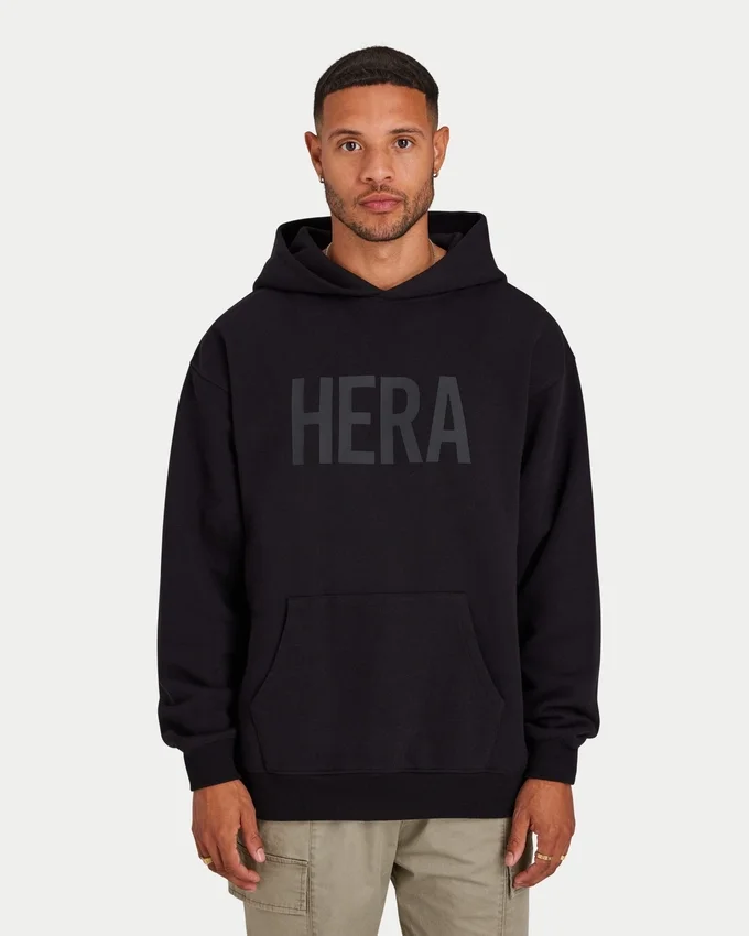 Mens label hoodie – black Mens label hoodie – black