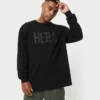 Mens label long sleeve t-shirt – black