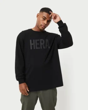 Mens label long sleeve t-shirt – black