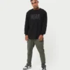 Mens label long sleeve t-shirt – black