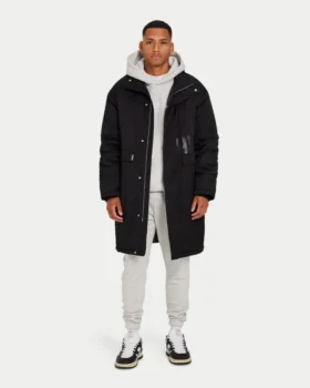 Mens layer parka jacket – black