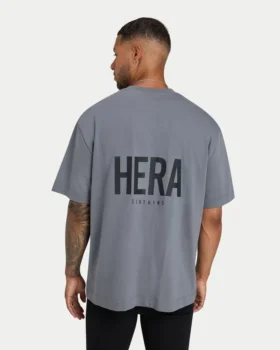 Mens oversized staple t-shirt – charcoal grey
