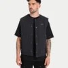Mens quilted utility gilet – black