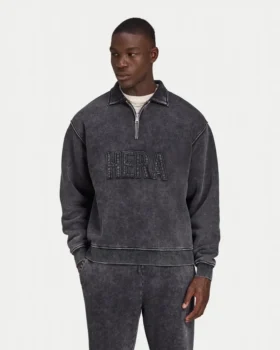 Mens signature washed oversized 1/4 zip sweatshirt
