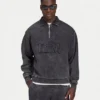 Mens signature washed oversized 1/4 zip sweatshirt