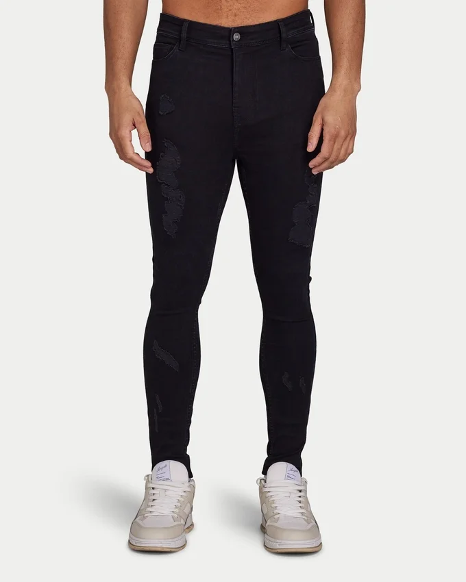 Mens spray-on ripped jean – black Mens spray-on ripped jean – black