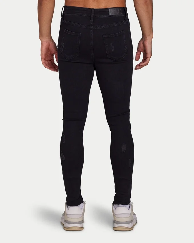 Mens spray-on ripped jean – black Mens spray-on ripped jean – black