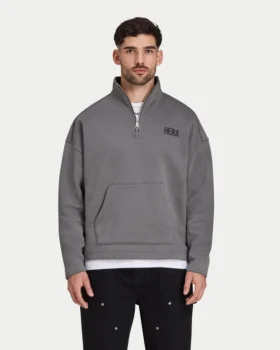 Mens staple oversized ¼ zip sweatshirt
