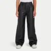 Rewear womens faux leather wide leg trouser – black