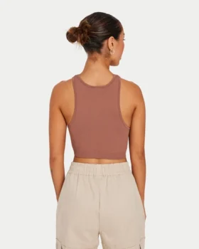 Women’s base racer crop top – acorn brown