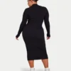 Womens base long sleeve midi dress – black