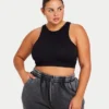 Womens base racer crop top – black Womens base racer crop top – black