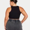 Womens base racer crop top – black Womens base racer crop top – black