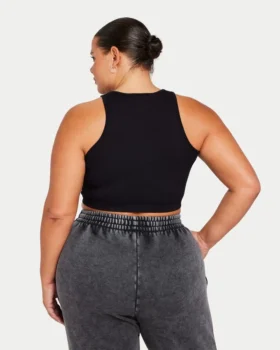 Womens base racer crop top – black