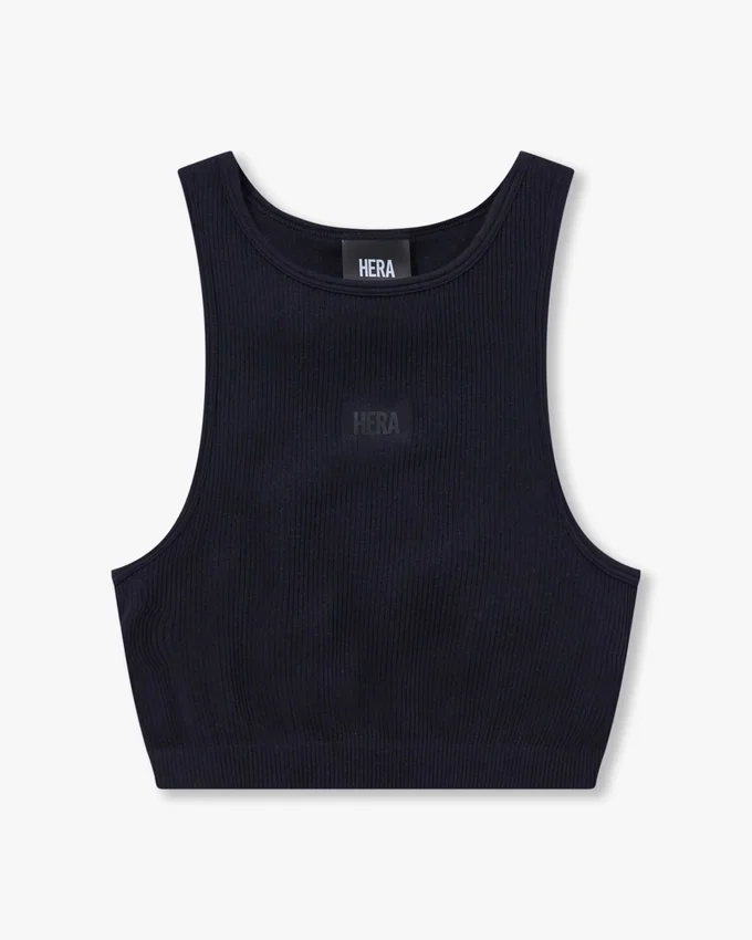 Womens base racer crop top – black Womens base racer crop top – black