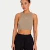 Womens base racer crop top – grey green