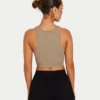 Womens base racer crop top – grey green