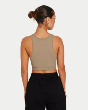 womens base racer crop top grey green 2 280x350 - Womens base racer crop top - grey green