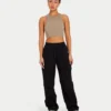 Womens base racer crop top – grey green