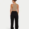Womens base racer crop top – grey green