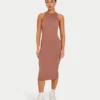 Womens base racer midi dress – acorn brown