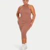 Womens base racer midi dress – acorn brown