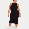 Womens base racer midi dress – black