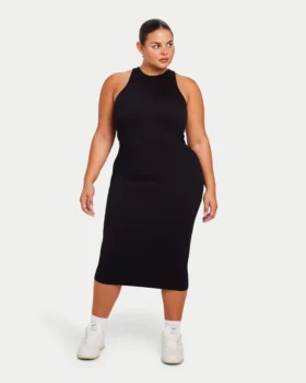 Womens base racer midi dress – black