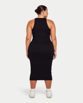 Womens base racer midi dress – black