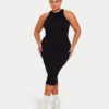 Womens base racer midi dress – black