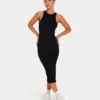 Womens base racer midi dress – black
