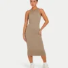 Womens base racer midi dress – grey green