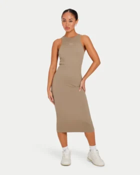 Womens base racer midi dress – grey green