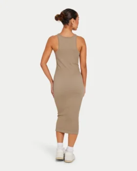 Womens base racer midi dress – grey green