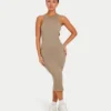 Womens base racer midi dress – grey green