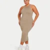 Womens base racer midi dress – grey green