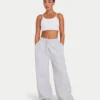 Womens collective wide leg sweatpant – grey marl