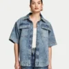 Womens denim short sleeve shirt Womens denim short sleeve shirt