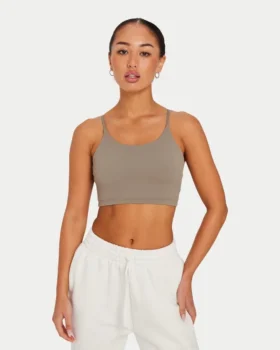 Womens essential crop top – marsh grey