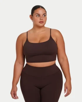 Womens essential crop top – slate brown