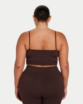 Womens essential crop top – slate brown