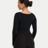 Womens essentials dual wear long sleeve top – black