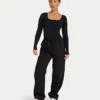 Womens essentials dual wear long sleeve top – black