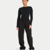 Womens essentials dual wear long sleeve top – black