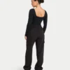 Womens essentials dual wear long sleeve top – black
