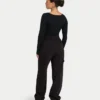 Womens essentials dual wear long sleeve top – black